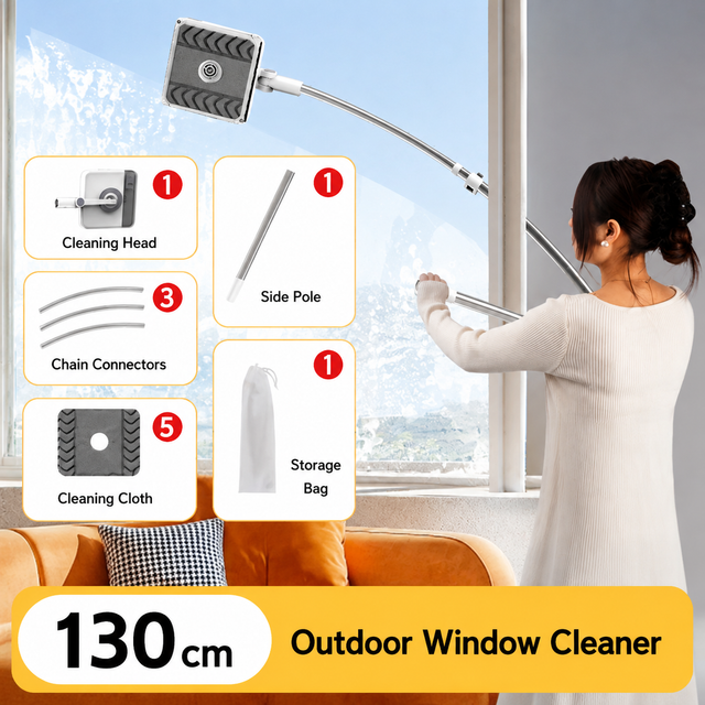 Lightweight Interior & Exterior Window Cleaner with 130CM Extendable Aluminium