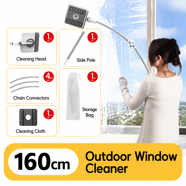 Lightweight Interior & Exterior Window Cleaner with 160CM Extendable Aluminium