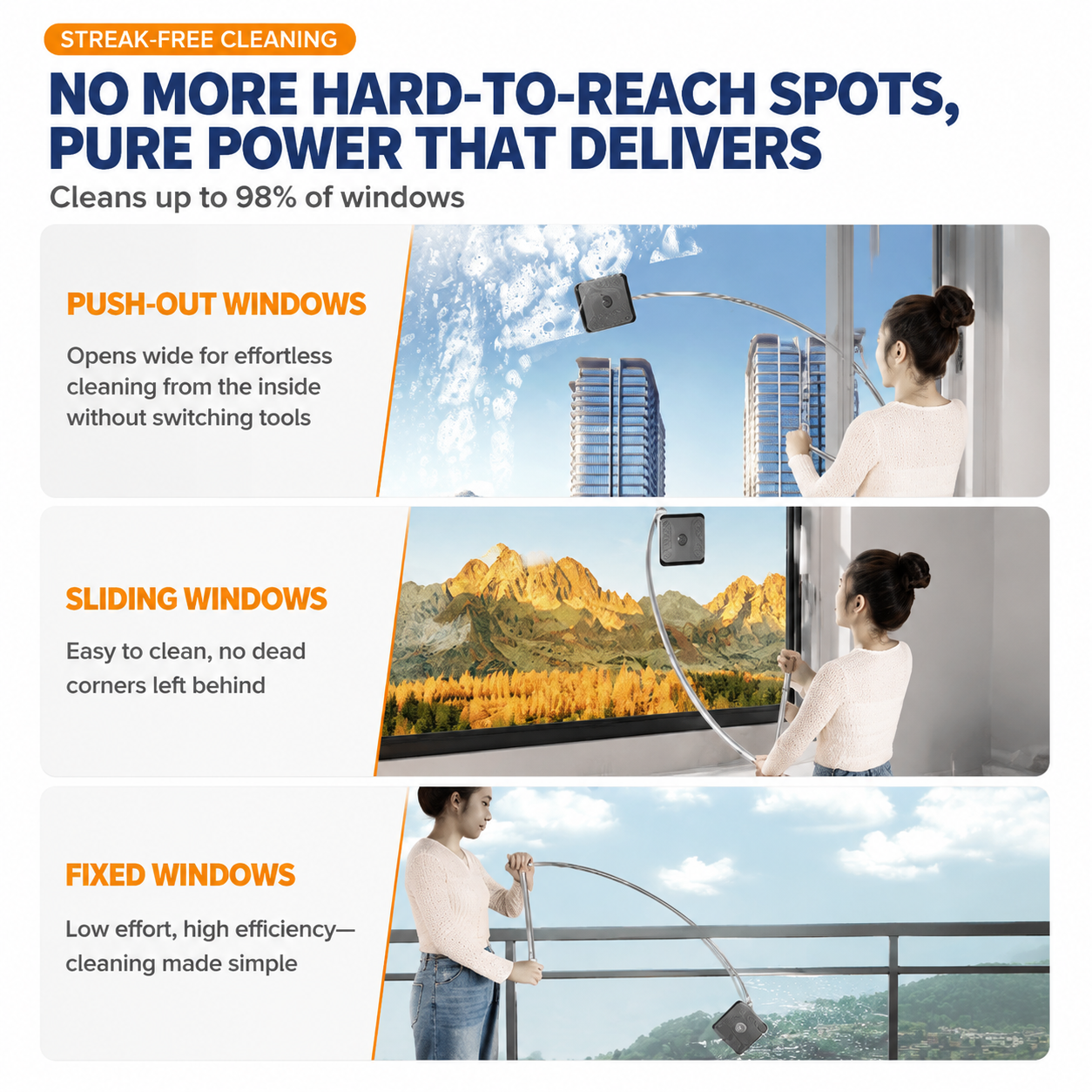 Lightweight Interior & Exterior Window Cleaner with 160CM Extendable Aluminium view 9