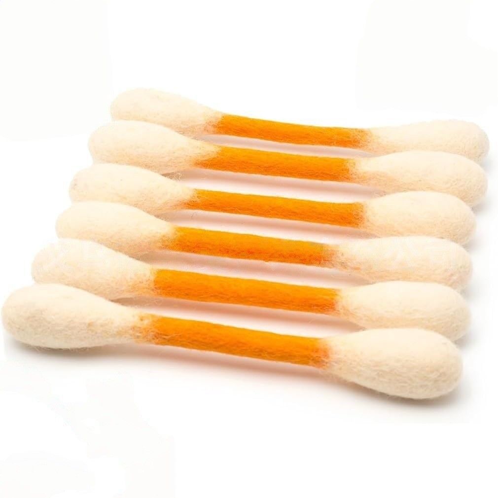 6 Pack Orange Cotton Swab Stick Cat Toys with Catnip - Durable for Chew