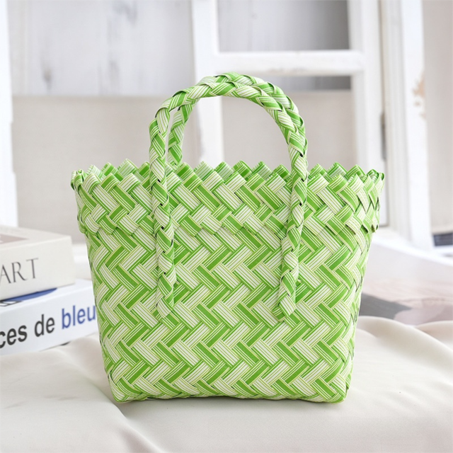 Handwoven Fresh PP Tote Bag with Upright Square Structure