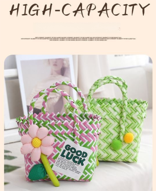Handwoven Fresh PP Tote Bag with Upright Square Structure view 3