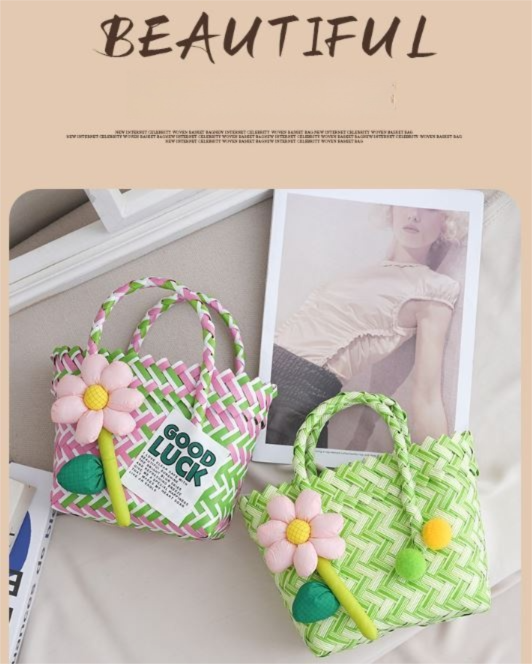 Handwoven Fresh PP Tote Bag with Upright Square Structure view 4