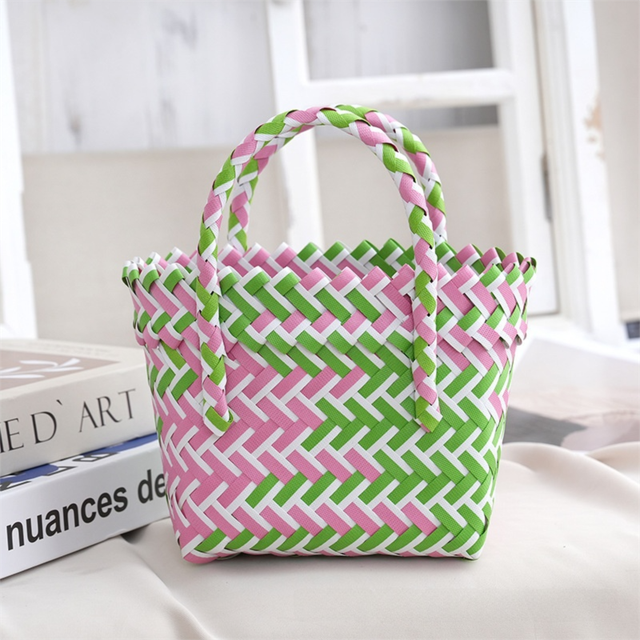 Handwoven Fresh PP Tote Bag with Upright Square Structure