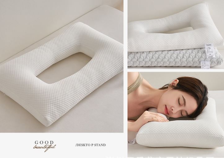 3D Knitted Ergonomic Ear Protection Pillow with Hollow Ear Relief Design &