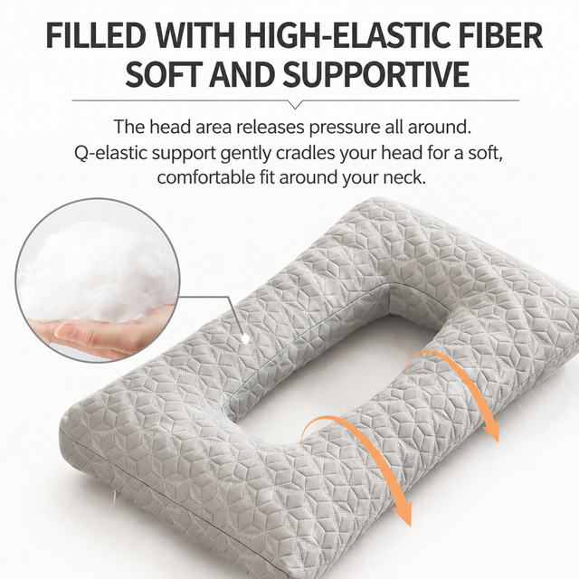 3D Knitted Ergonomic Ear Protection Pillow with Hollow Ear Relief Design & view 5