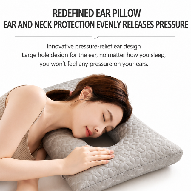 Extra Large 3D Knitted Ergonomic Ear Protection Pillow with Hollow Ear Relief view 6