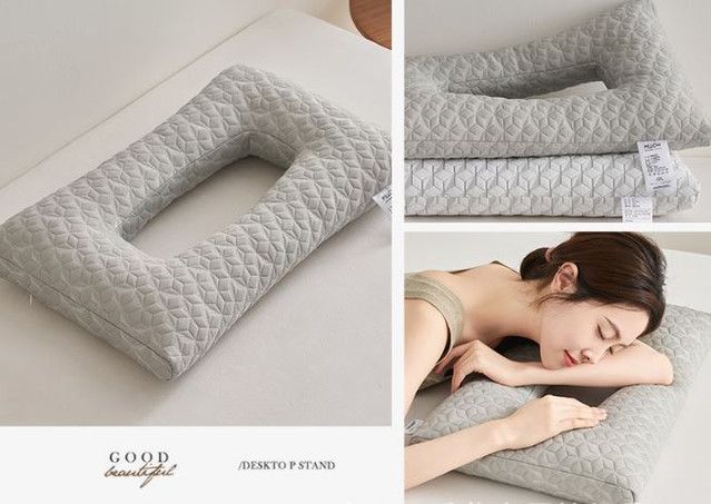 3D Knitted Ergonomic Ear Protection Pillow with Hollow Ear Relief Design &