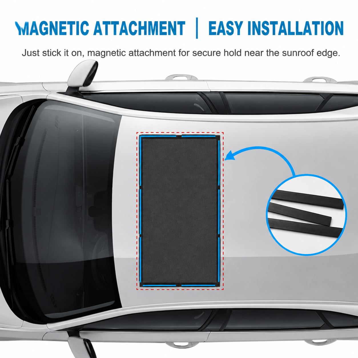 Black Foldable Magnetic Car Sunroof Mosquito Net with Storage Bag view 4