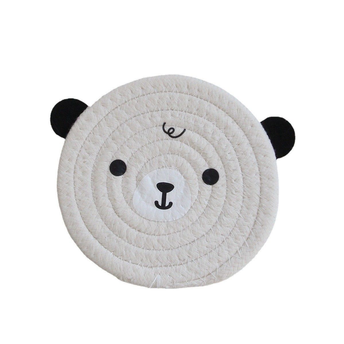 4PCS White Cute Bear Woven Cotton Coasters