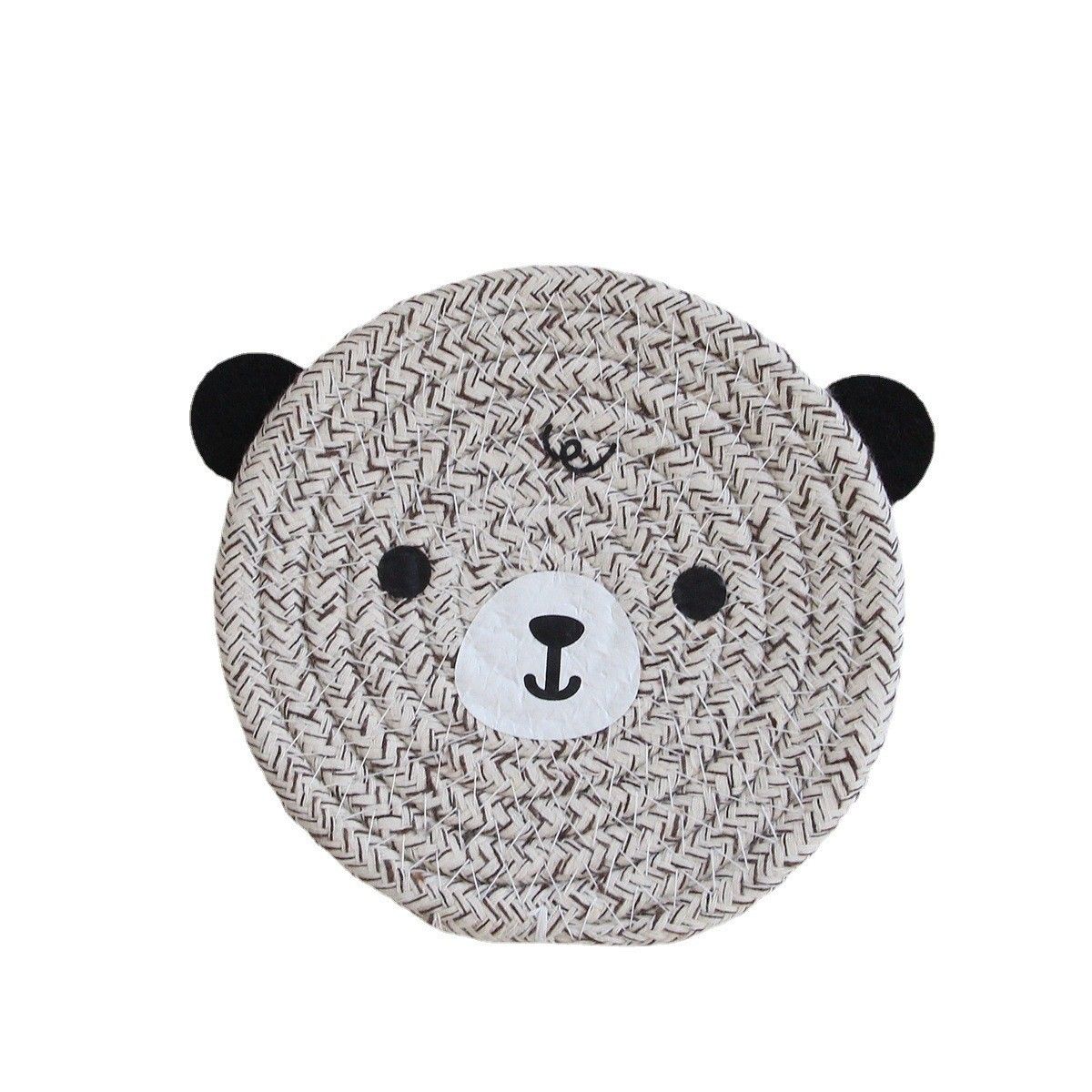 4PCS Coffee Variegated Cute Bear Woven Cotton Coasters