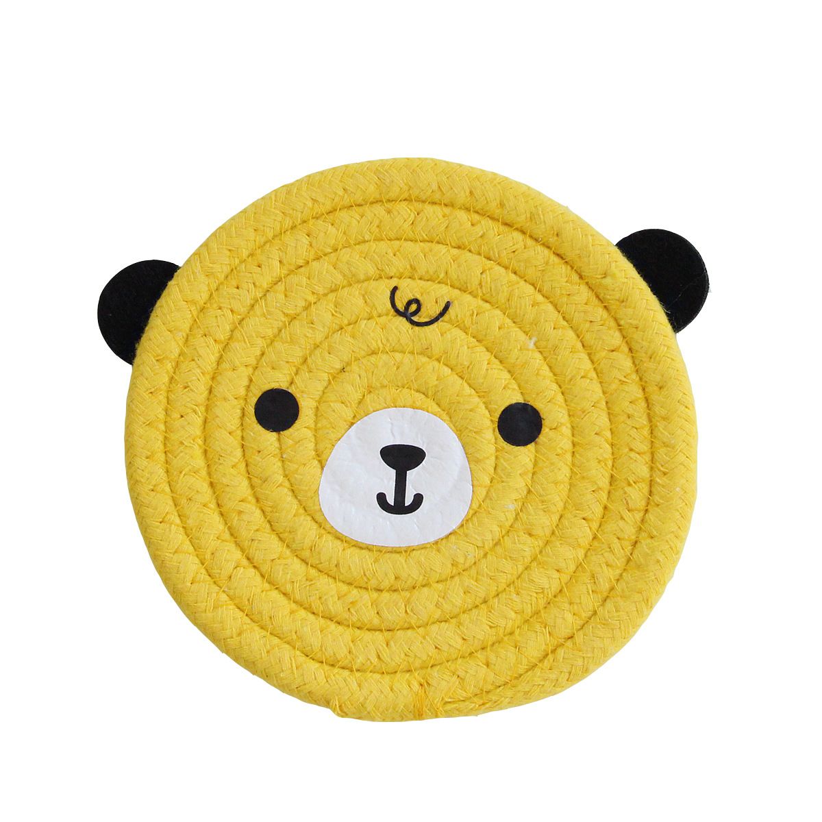 4PCS Yellow Cute Bear Woven Cotton Coasters
