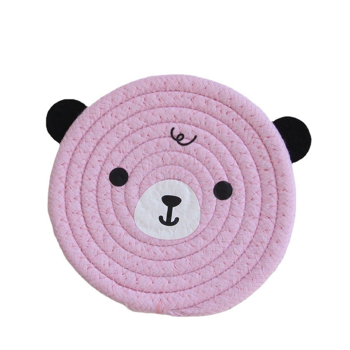 4PCS Pink Cute Bear Woven Cotton Coasters