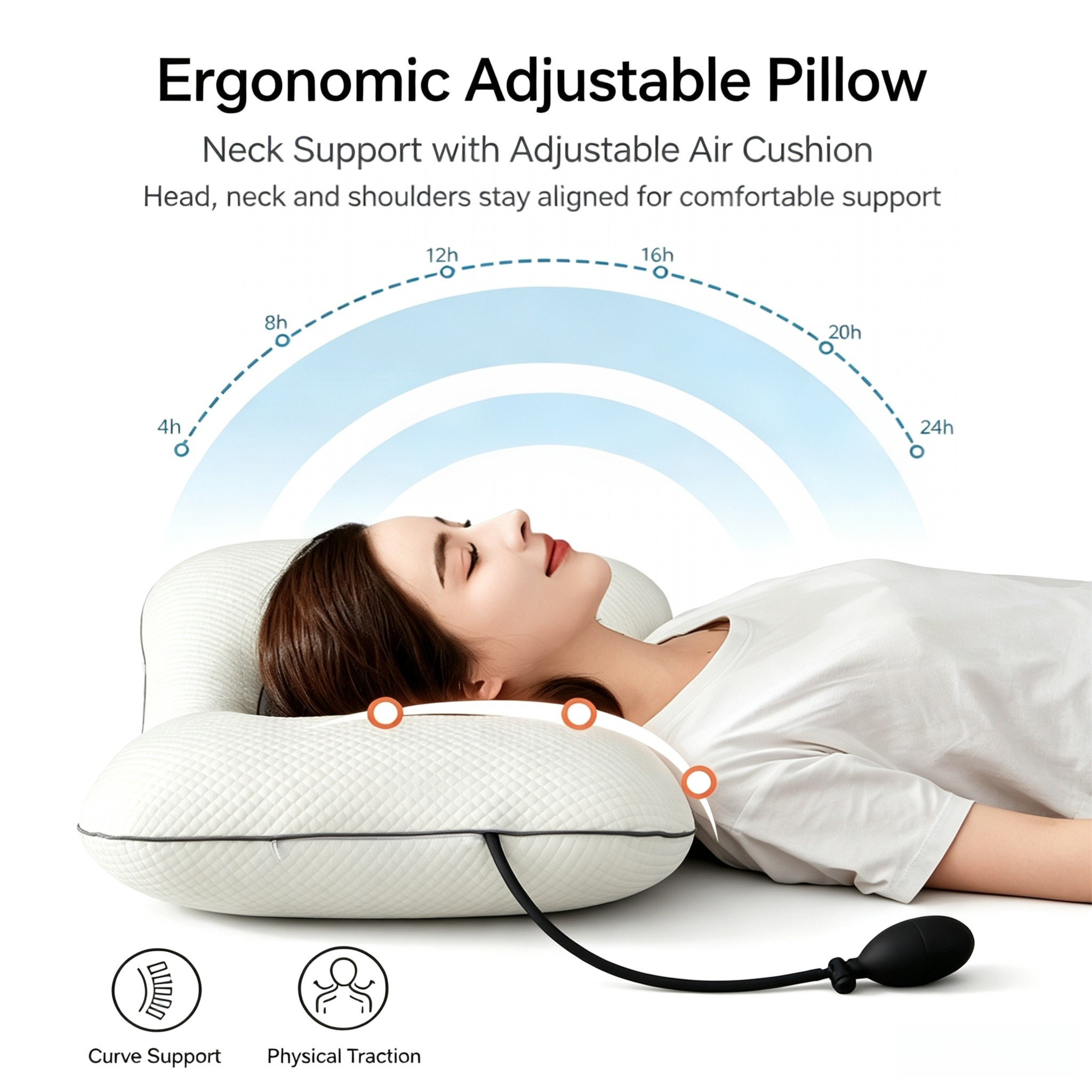 Blue Airbag Adjustable Cervical Neck Support Pillow - All Reason High view 3