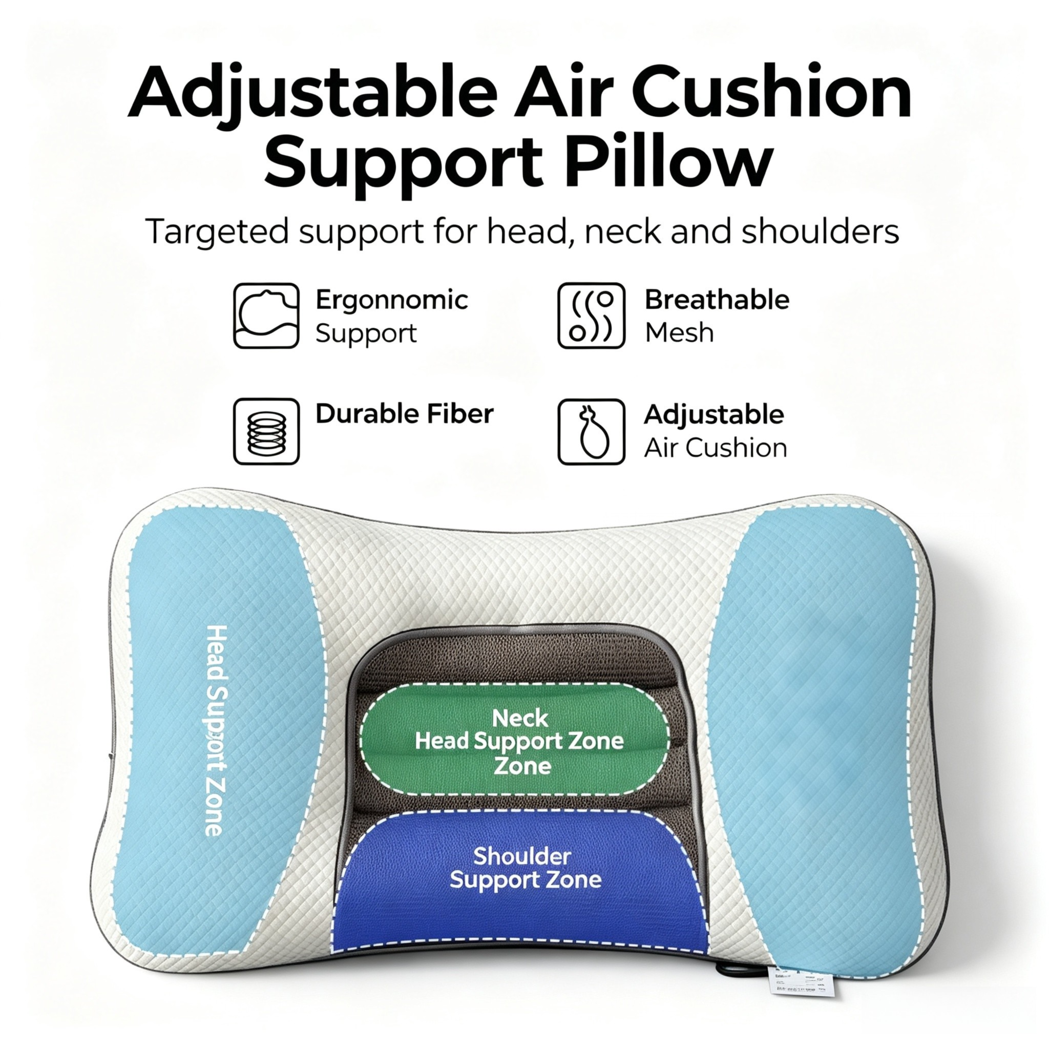 Grey Airbag Adjustable Cervical Neck Support Pillow - All Reason High view 2