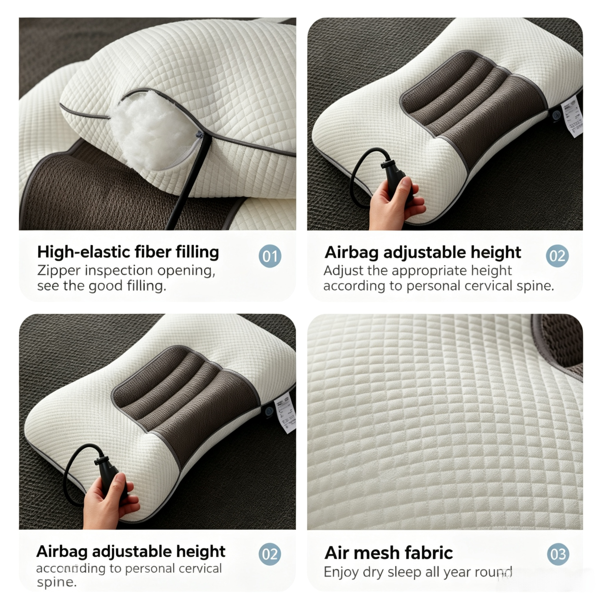 Grey Airbag Adjustable Cervical Neck Support Pillow - All Reason High view 5