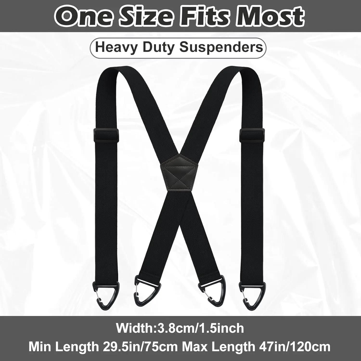 1.5 Inch X-Back Hidden Elastic Suspenders with 4 Metal Clips view 4