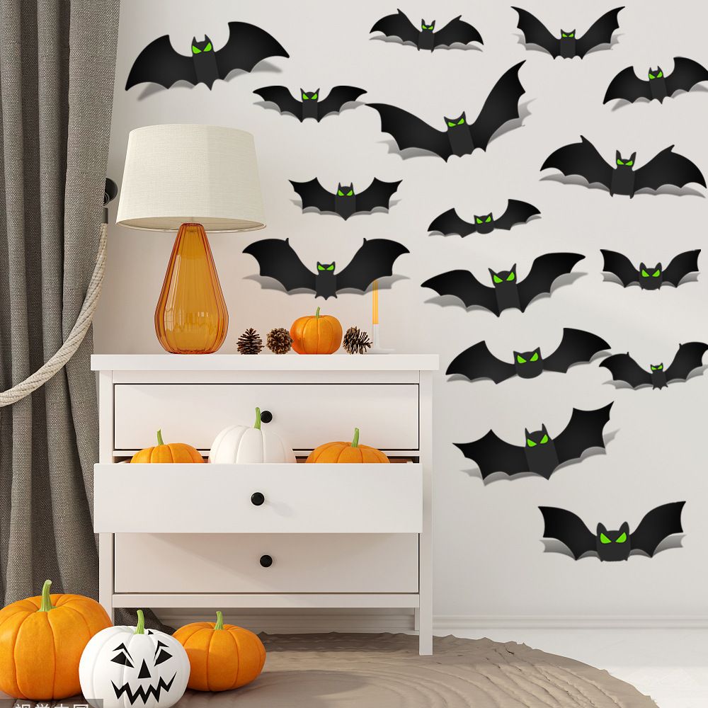 3D Glow in The Dark Bat Wall Decors Set for Halloween Party Home Spooky view 3