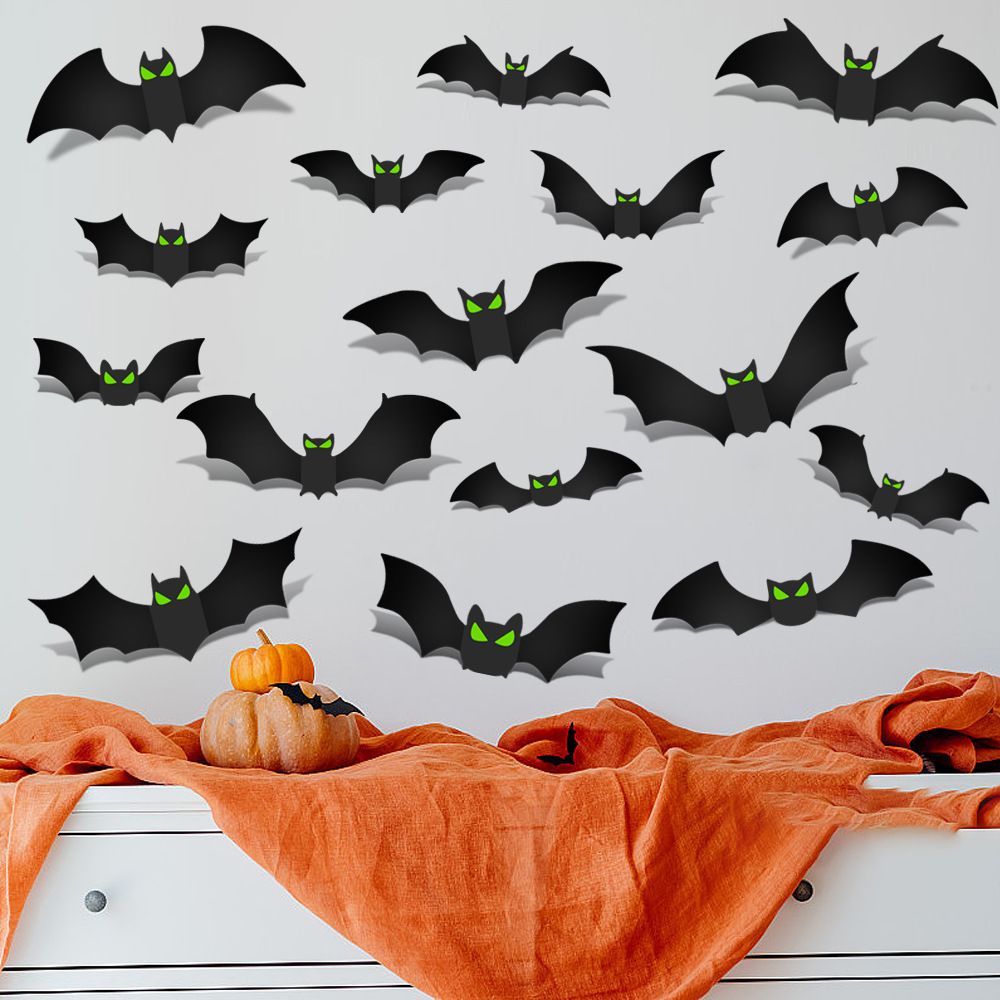 3D Bat Wall Decors Set for Halloween Party Home Spooky Backgrounds