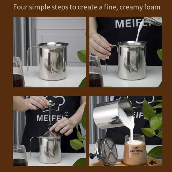 400ML 304 Stainless Steel Manual Milk Frother view 6