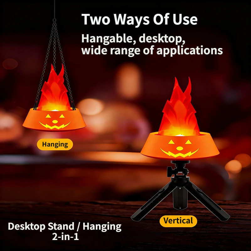 Style-2 LED Halloween Pumpkin Lantern and Simulated Silk Flame Blowing Light view 5