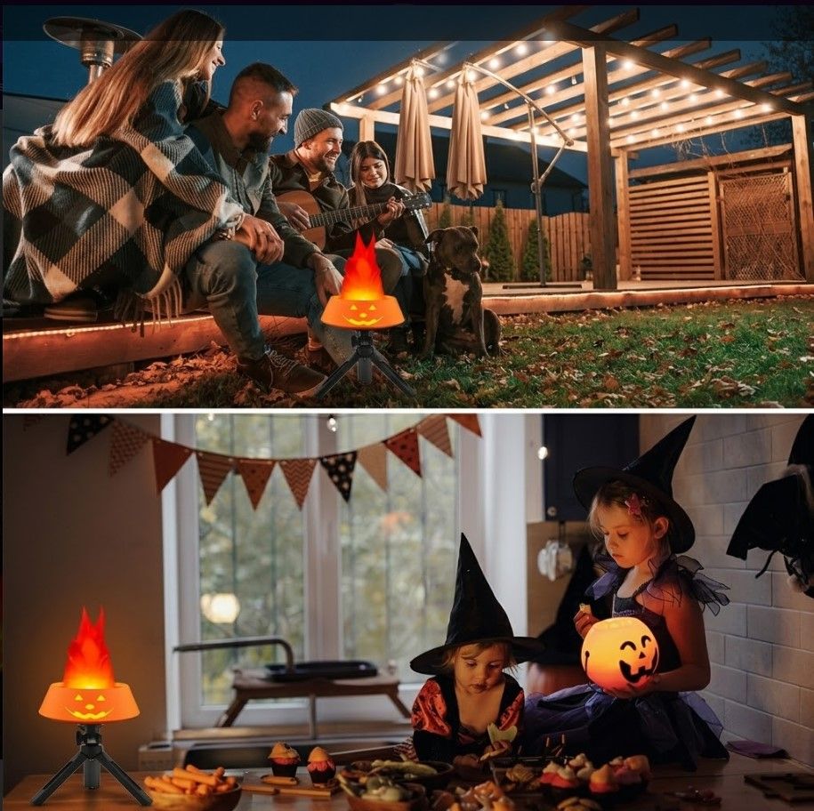 Style-2 LED Halloween Pumpkin Lantern and Simulated Silk Flame Blowing Light view 9