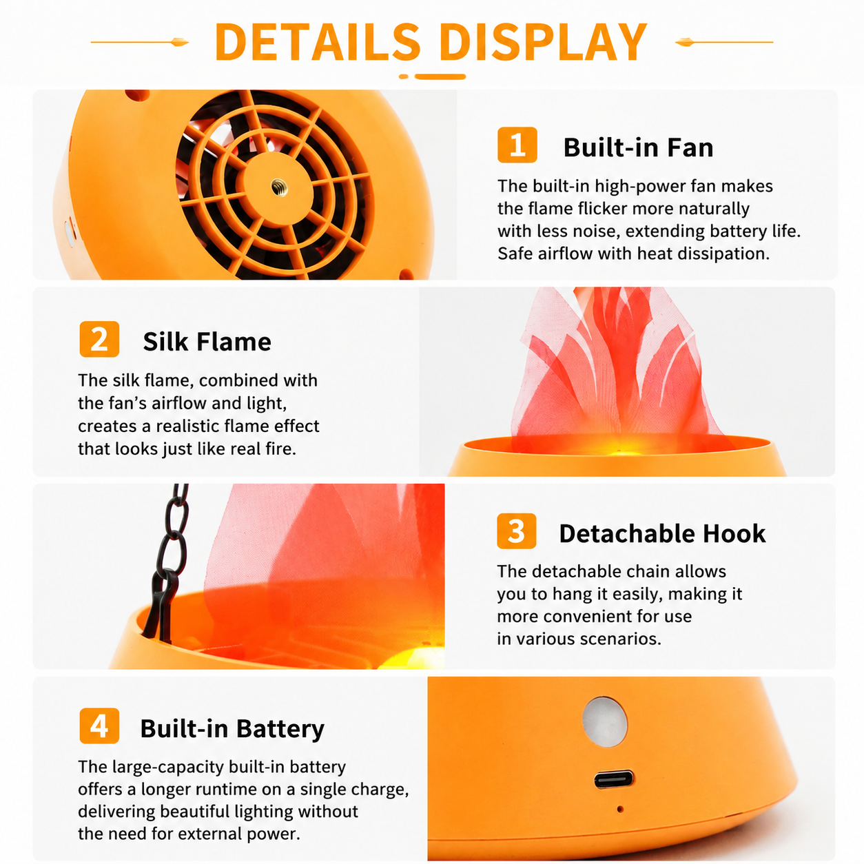 Style-3 LED Halloween Pumpkin Lantern and Simulated Silk Flame Blowing Light view 4