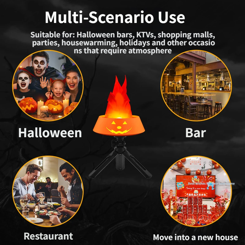 Style-4 LED Halloween Pumpkin Lantern and Simulated Silk Flame Blowing Light view 6