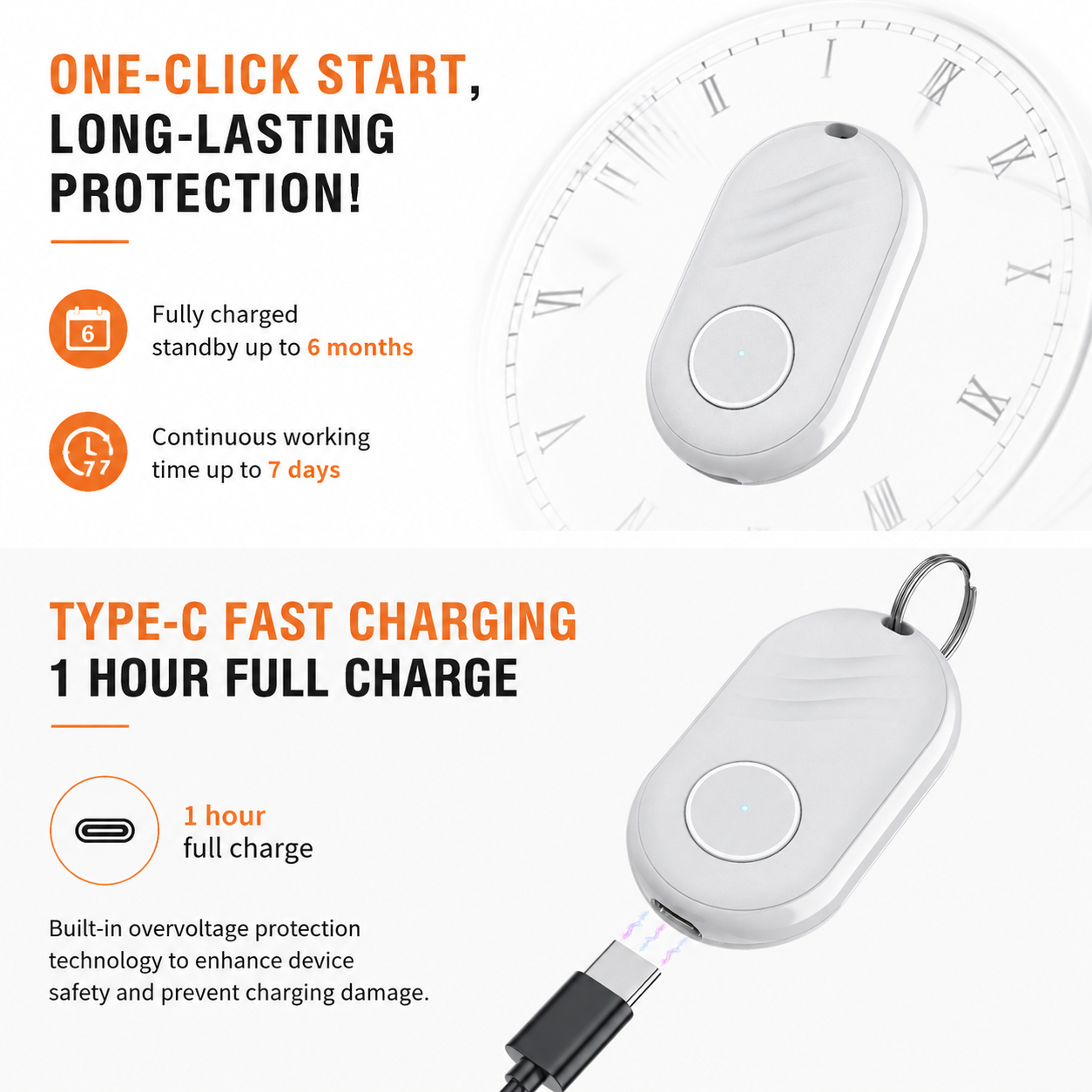2PCS Black and White Portable Ultrasonic Pest and Mosquito Repeller with view 5