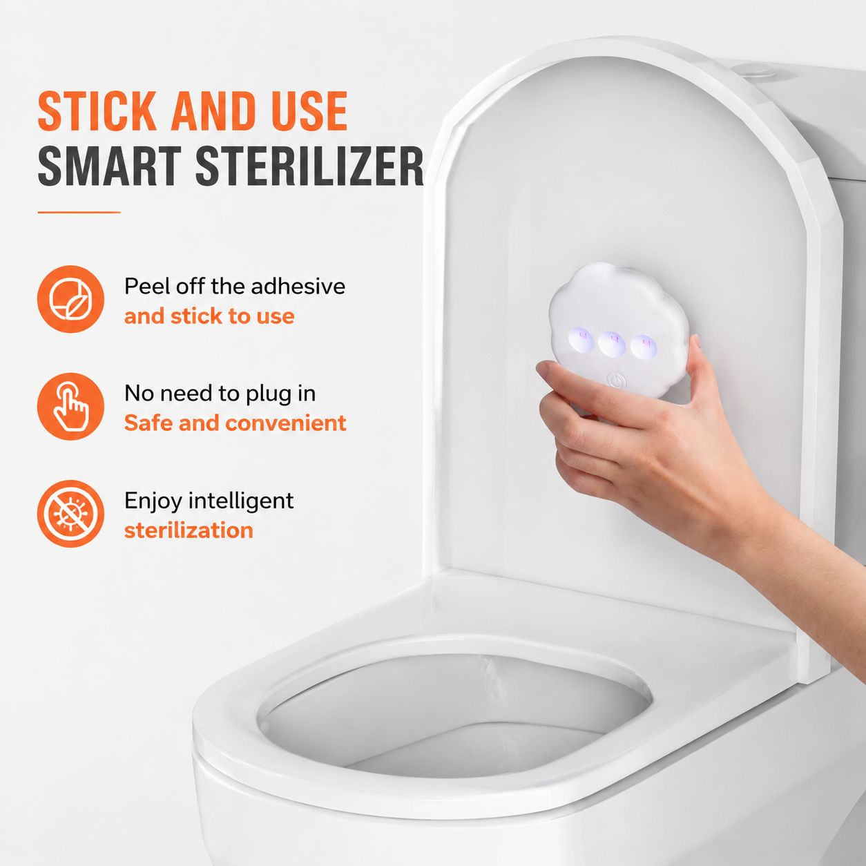 2PCS Smart Automatic On / Off UV Toilet Sanitizer Light with Back Adhesive view 7