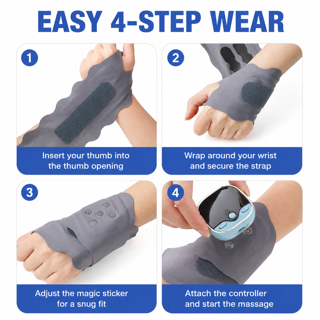 Portable EMS Wrist Massager - 3 in 1 Heating Pulse Sports Hand Wrap with 3 view 7