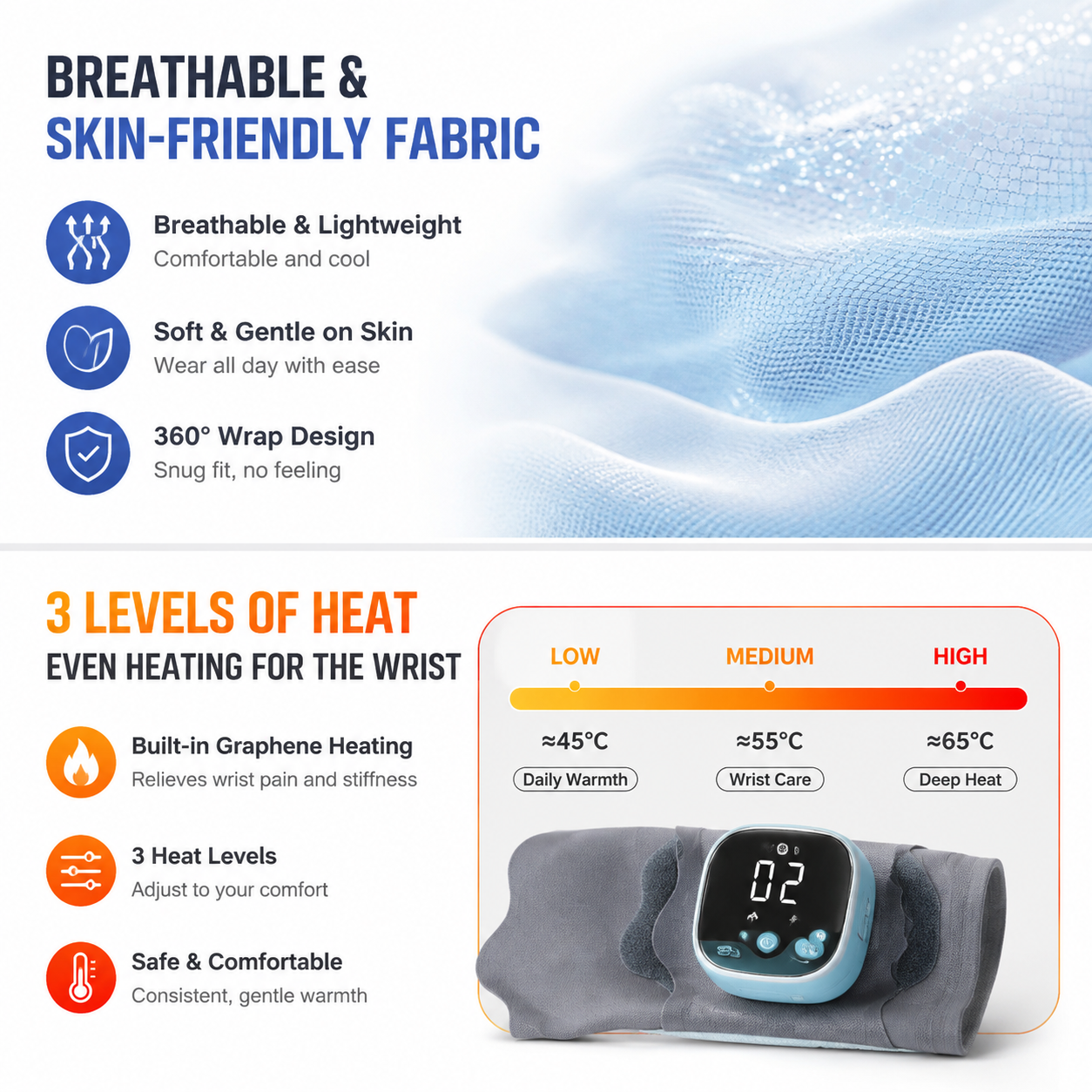 Portable EMS Wrist Massager - 3 in 1 Heating Pulse Sports Hand Wrap with 3 view 5