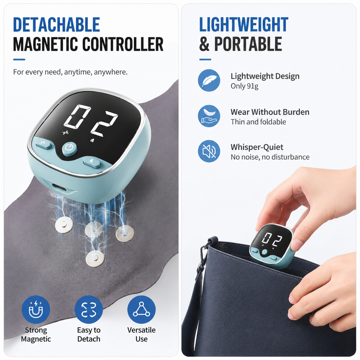 2PCS Portable EMS Wrist Massager - 3 in 1 Heating Pulse Sports Hand Wrap with view 6