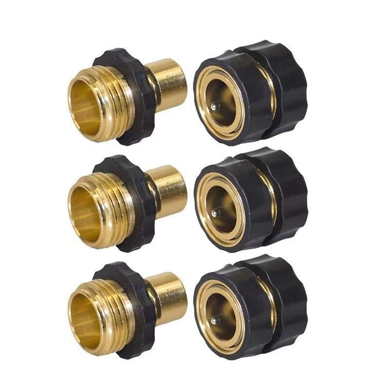3 Piece Garden Hose Quick Connectors - 3/4 Inch GHT Quick Release Standard