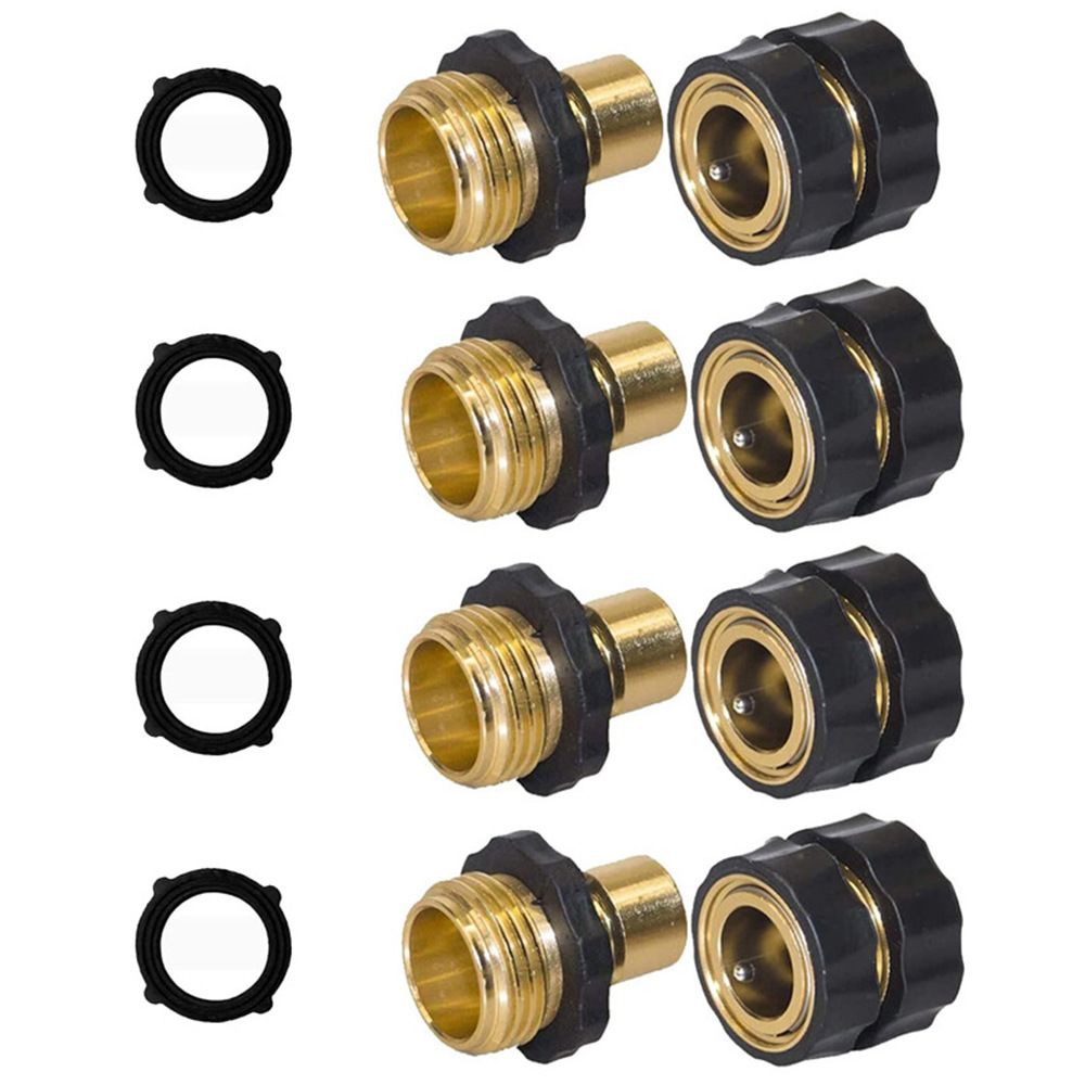 4 Piece Garden Hose Quick Connectors - 3/4 Inch GHT Quick Release Standard
