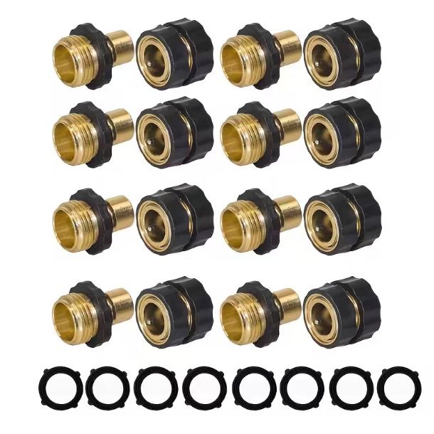 8 Piece Garden Hose Quick Connectors - 3/4 Inch GHT Quick Release Standard