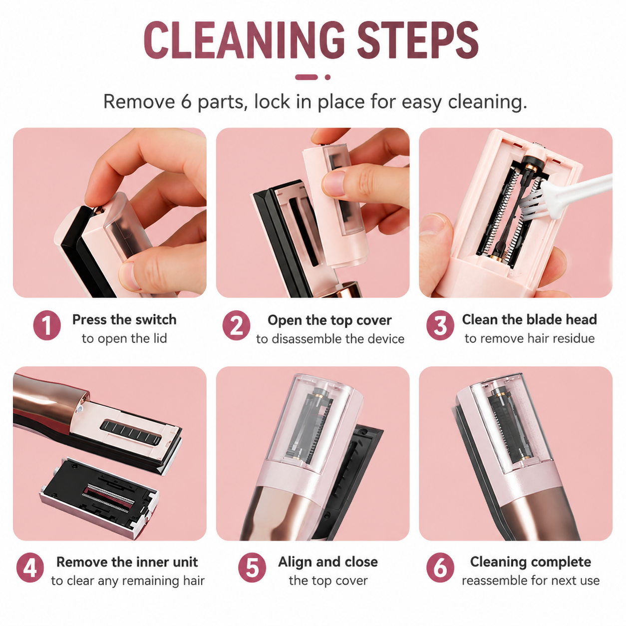 2 in 1 Beige Mini Split End Hair Trimmer and Straightening Comb - Cordless USB view 7