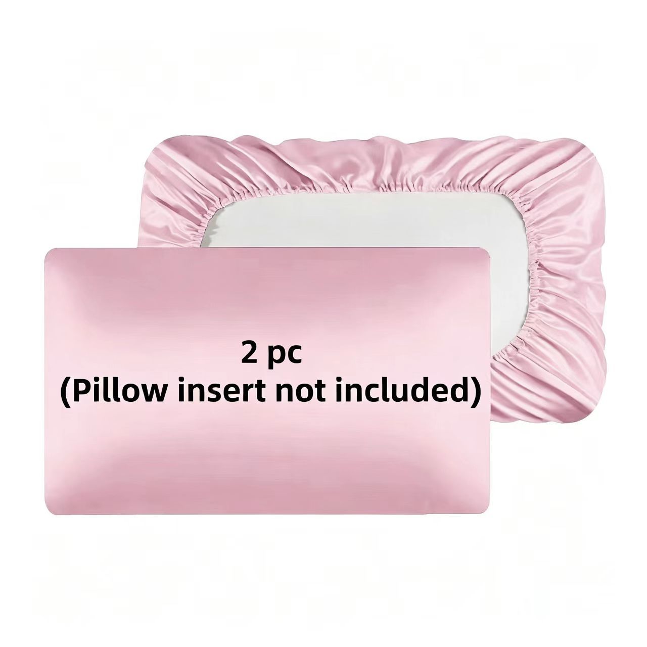 2 Pack Pink Satin Adjustable Pillowcases Set of Standard Size 20x26" - Soft