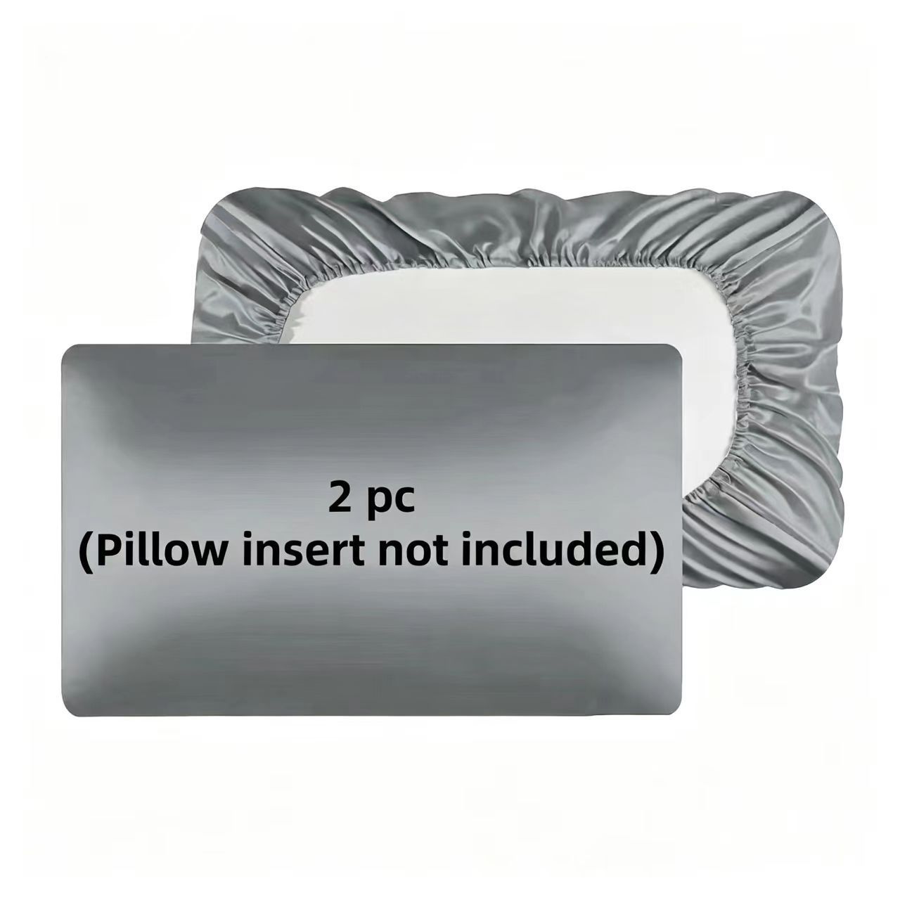 2 Pack Grey Satin Adjustable Pillowcases Set of Queen Size 20x30" - Soft Faux