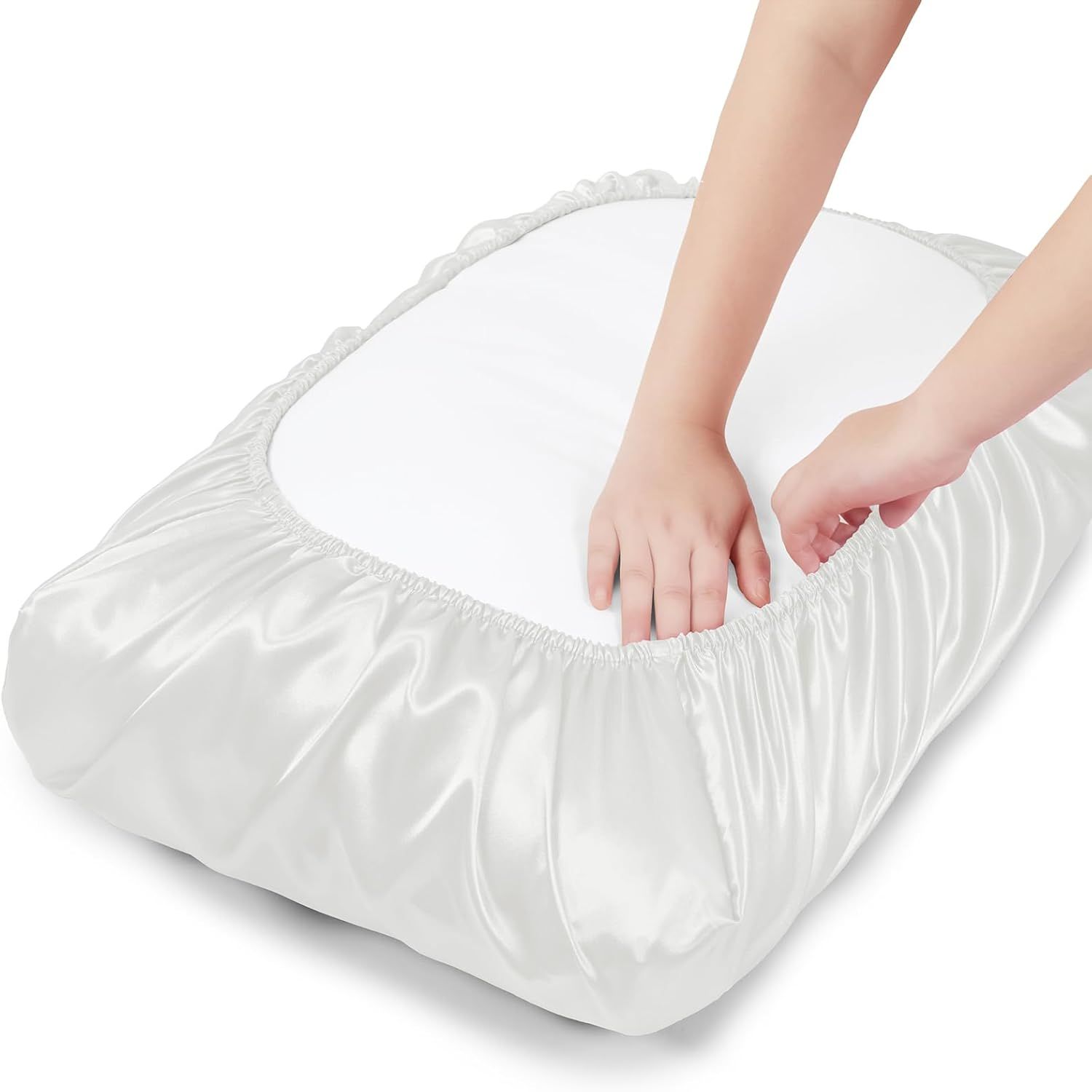 2 Pack White Satin Adjustable Pillowcases Set of Standard Size 20x26" - Soft view 4