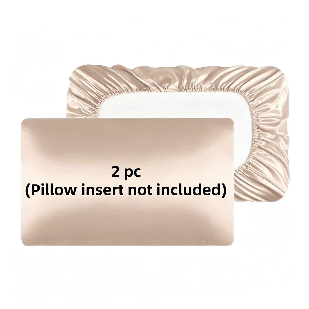 2 Pack Khaki Satin Adjustable Pillowcases Set of Standard Size 20x26" - Soft