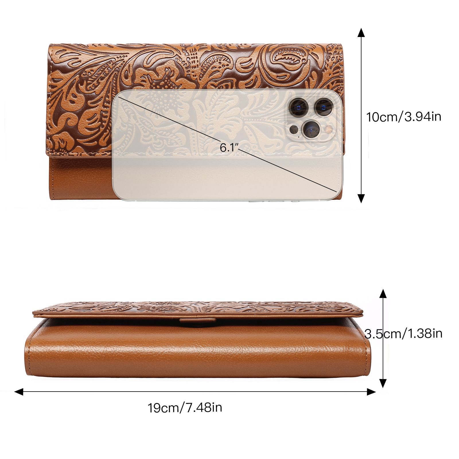 Green Women's Vintage Embossed Microfibre Leather Long Wallet - Large Capacity view 6