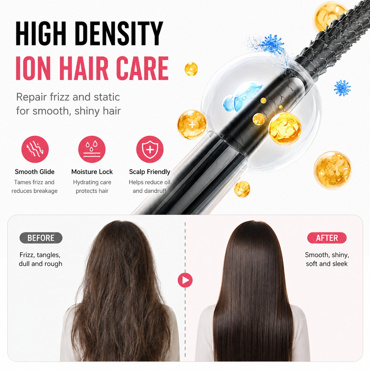 Pink 2 in 1 Wireless Hair Straightener and Curler Brush - Lightweight Ceramic view 3