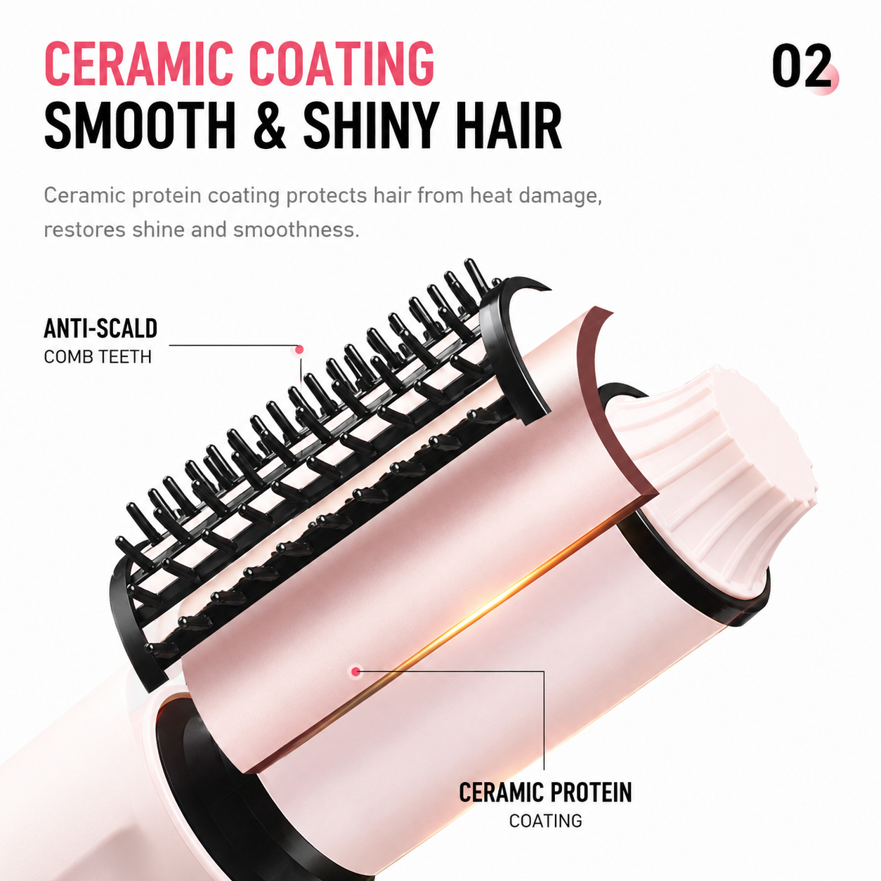 Pink 2 in 1 Wireless Hair Straightener and Curler Brush - Lightweight Ceramic view 4