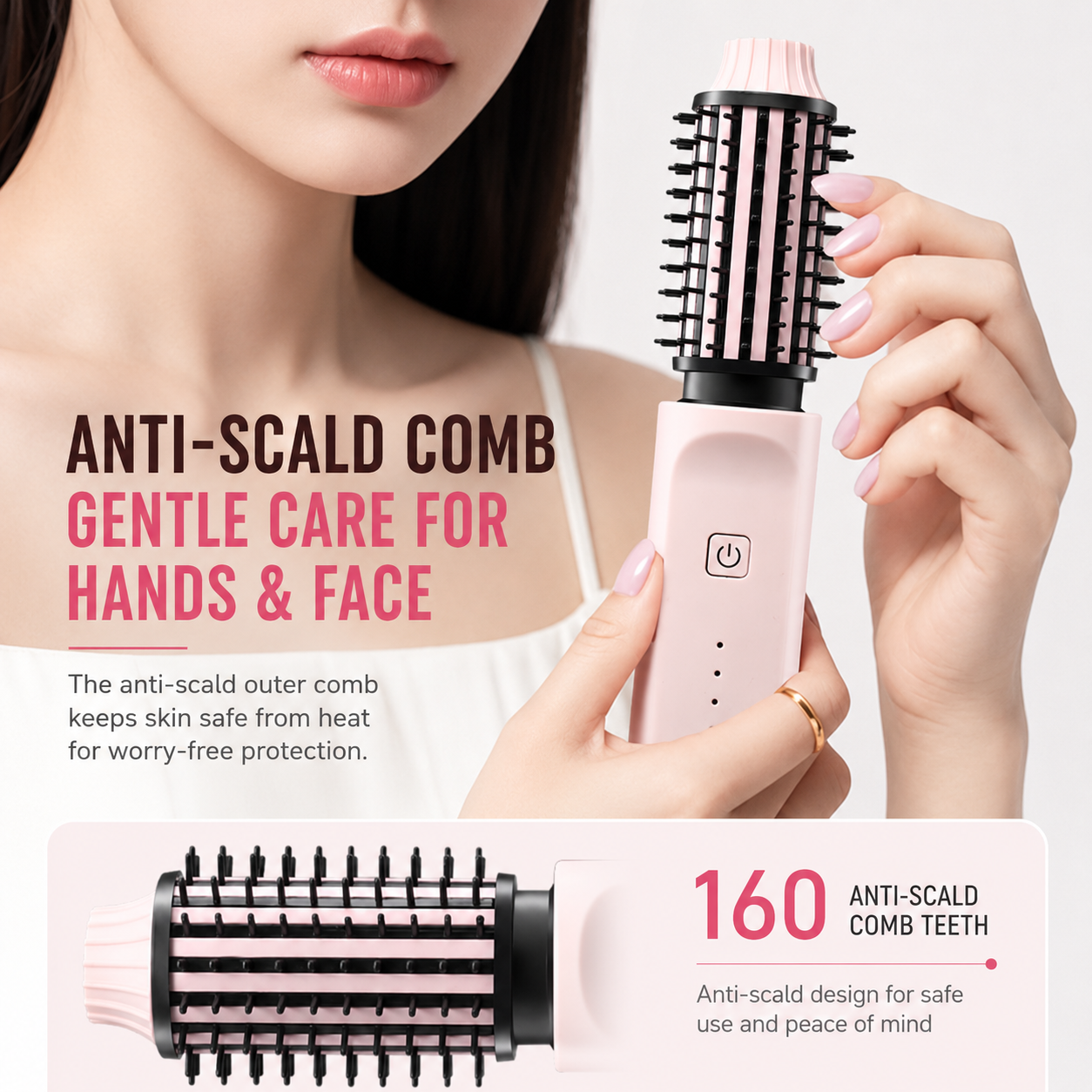 Pink 2 in 1 Wireless Hair Straightener and Curler Brush - Lightweight Ceramic view 5