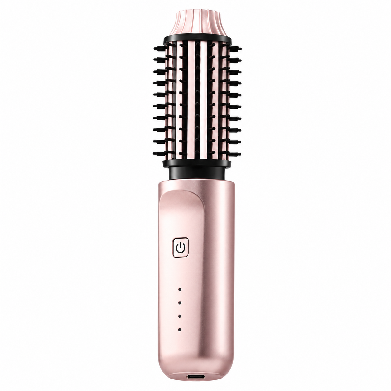 Rose Gold 2 in 1 Wireless Hair Straightener and Curler Brush - Lightweight