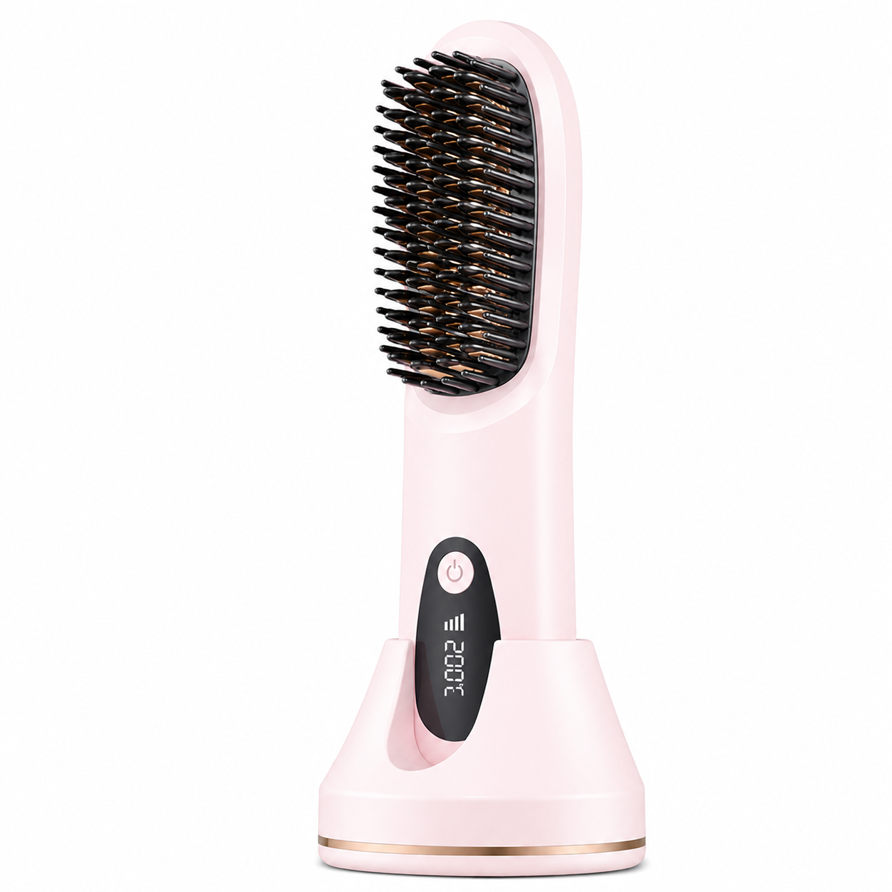Pink 4D Straight Hair Comb and Negative Ionic Styler with Dual MCH Ceramic