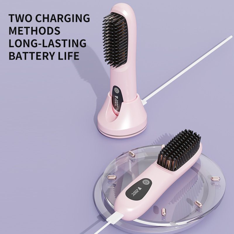 Pink 4D Straight Hair Comb and Negative Ionic Styler with Dual MCH Ceramic view 4
