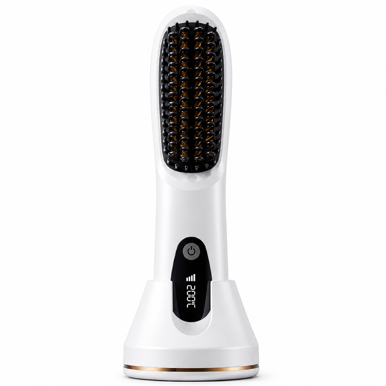 White 4D Straight Hair Comb and Negative Ionic Styler with Dual MCH Ceramic