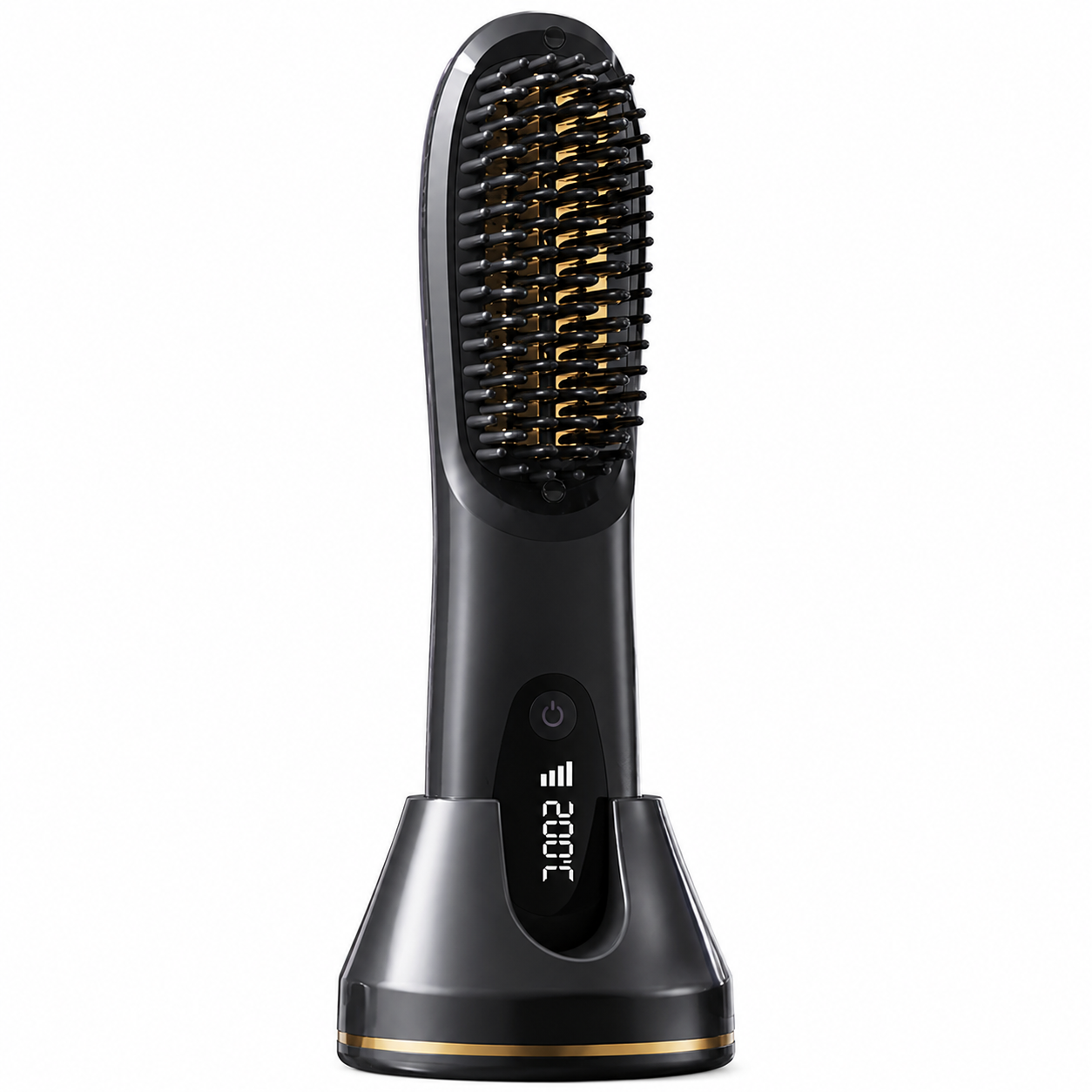 Black 4D Straight Hair Comb and Negative Ionic Styler with Dual MCH Ceramic